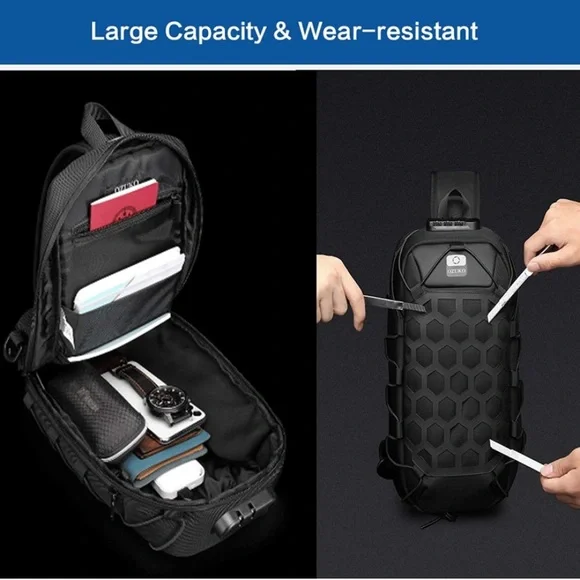 Sling Backpack USB Anti-Theft Men'S Chest Bag Casual Shoulder Bag